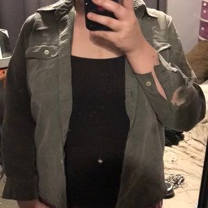 Army green button up flannel